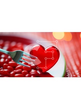 Intra Συλλεκτικό Ξύλινο Παζλ Plywood  4mm - Πιρούνι και Ζελέ φασόλια σε σχήμα καρδιάς για την ημέρα του Αγίου Βαλεντίνου Σε Ξύλινο Κουτί - Διαστάσεις Puzzle: 10x10 cm – 25 κομμάτια