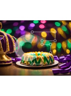 Σετ των 2 Intra Συλλεκτικό Ξύλινο Παζλ Plywood  4mm - Κέικ με πράσινες και μωβ διακοσμήσεις σε ένα άδειο πιάτο Σε Ξύλινο Κουτί - Διαστάσεις: 10x10 cm – 25 κομμάτια