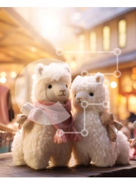 Intra Συλλεκτικό Ξύλινο Παζλ Plywood  4mm - Αλπακά γεμιστά που αγκαλιάζονται σε ένα ξύλινο τραπέζι Σε Ξύλινο Κουτί - Διαστάσεις Puzzle: 10x10 cm – 25 κομμάτια