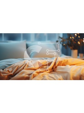 Intra Συλλεκτικό Ξύλινο Παζλ Plywood  4mm - Κρεβάτι με κουβέρτα και μαξιλάρια σε ένα δωμάτιο με χαμηλό φωτισμό Σε Ξύλινο Κουτί - Διαστάσεις Puzzle: 10x10 cm – 25 κομμάτια