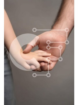 Intra Συλλεκτικό Ξύλινο Παζλ Plywood  4mm - Άνδρας και γυναίκα που κρατούν τα χέρια με γκρι φόντο Σε Ξύλινο Κουτί - Διαστάσεις Puzzle: 10x10 cm – 25 κομμάτια