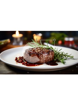 Σετ των 2 Intra Συλλεκτικό Ξύλινο Παζλ Plywood  4mm - Καταπληκτική εικόνα μιας τέλεια μαγειρεμένης μπριζόλας με φρέσκο ​​δεντρολίβανο Σε Ξύλινο Κουτί - Διαστάσεις: 10x10 cm – 25 κομμάτια