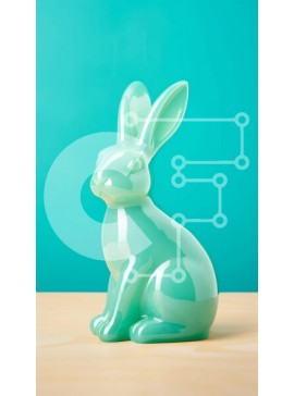 Intra Συλλεκτικό Ξύλινο Παζλ Plywood  4mm - Πράσινο ειδώλιο λαγουδάκι σε ξύλινο τραπέζι Σε Ξύλινο Κουτί - Διαστάσεις: 10x10 cm – 25 κομμάτια