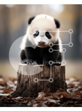 Σετ των 2 Intra Συλλεκτικό Ξύλινο Παζλ Plywood  4mm - Χαριτωμένη φωτογραφία του μωρού Panda σε ένα φυσικό βιότοπο Σε Ξύλινο Κουτί - Διαστάσεις: 10x10 cm – 25 κομμάτια