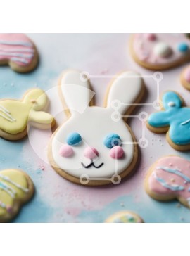 Σετ των 2 Intra Συλλεκτικό Ξύλινο Παζλ Plywood  4mm - Πασχαλινά μπισκότα λαγουδάκι με παστέλ χρώματα Σε Ξύλινο Κουτί - Διαστάσεις: 10x10 cm – 25 κομμάτια