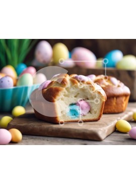 Σετ των 2 Intra Συλλεκτικό Ξύλινο Παζλ Plywood  4mm - Μάφιν με πασχαλινό θέμα με πολύχρωμα αυγά Σε Ξύλινο Κουτί - Διαστάσεις: 10x10 cm – 25 κομμάτια