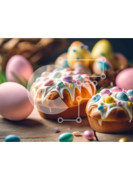 Σετ των 2 Intra Συλλεκτικό Ξύλινο Παζλ Plywood  4mm - Cupcakes με θέμα το Πάσχα με πολύχρωμα αυγά Σε Ξύλινο Κουτί - Διαστάσεις: 10x10 cm – 25 κομμάτια