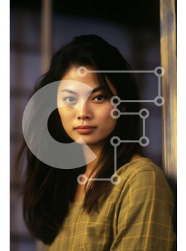 Intra Συλλεκτικό Ξύλινο Παζλ Plywood  4mm - Πορτρέτο μιας σοβαρής νεαρής γυναίκας με ένα κίτρινο πουκάμισο Σε Ξύλινο Κουτί - Διαστάσεις Puzzle: 10x10 cm – 25 κομμάτια