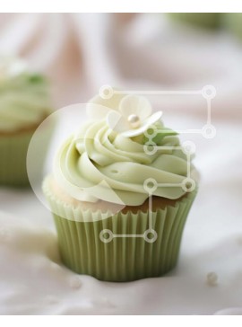 Σετ των 2 Intra Συλλεκτικό Ξύλινο Παζλ Plywood  4mm - Λαχταριστά cupcakes με πράσινο παγωμένο και λευκά λουλούδια Σε Ξύλινο Κουτί - Διαστάσεις: 10x10 cm – 25 κομμάτια