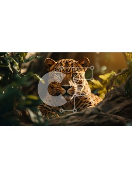 Intra Συλλεκτικό Ξύλινο Παζλ Plywood  4mm - Μεγαλοπρεπής Jaguar (Panthera onca) σε ένα πυκνό δάσος Σε Ξύλινο Κουτί - Διαστάσεις: 10x10 cm – 25 κομμάτια