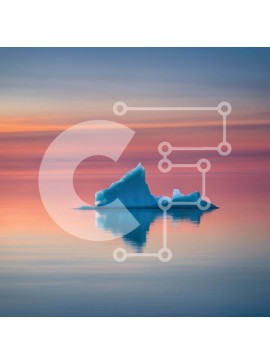 Intra Συλλεκτικό Ξύλινο Παζλ Plywood  4mm - Παγόβουνο στο νερό με ροζ και πορτοκαλί ουρανό Σε Ξύλινο Κουτί - Διαστάσεις: 10x10 cm – 25 κομμάτια