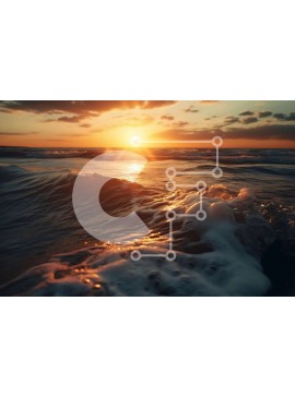 Intra Συλλεκτικό Ξύλινο Παζλ Plywood  4mm - Όμορφο ηλιοβασίλεμα πάνω από τον ωκεανό με τα κύματα να συντρίβουν στην ακτή Σε Ξύλινο Κουτί - Διαστάσεις: 10x10 cm – 25 κομμάτια