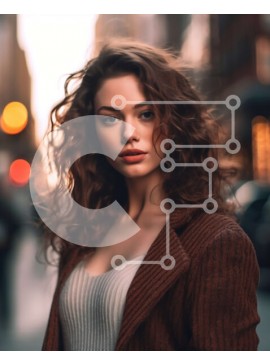 Intra Συλλεκτικό Ξύλινο Παζλ Plywood  4mm - Κομψή νεαρή γυναίκα στο δρόμο της πόλης το σούρουπο Σε Ξύλινο Κουτί - Διαστάσεις Puzzle: 10x10 cm – 25 κομμάτια