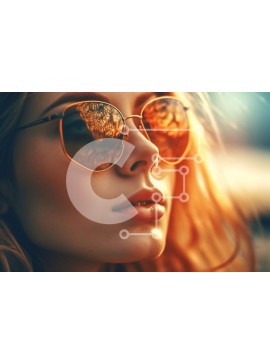 Intra Συλλεκτικό Ξύλινο Παζλ Plywood  4mm - Κομψή γυναίκα στο ηλιοβασίλεμα με γυαλιά ηλίου Σε Ξύλινο Κουτί - Διαστάσεις Puzzle: 10x10 cm – 25 κομμάτια