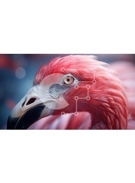 Intra Συλλεκτικό Ξύλινο Παζλ Plywood  4mm - Κοντινό πλάνο ροζ κεφαλιού φλαμίνγκο με αναστατωμένα φτερά Σε Ξύλινο Κουτί - Διαστάσεις: 10x10 cm – 25 κομμάτια