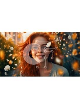 Intra Συλλεκτικό Ξύλινο Παζλ Plywood  4mm - Όμορφο πορτρέτο μιας κοκκινομάλλας γυναίκας σε ένα χωράφι λουλουδιών Σε Ξύλινο Κουτί - Διαστάσεις Puzzle: 10x10 cm – 25 κομμάτια