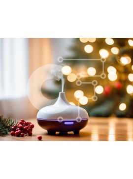 Intra Συλλεκτικό Ξύλινο Παζλ Plywood  4mm - Διαχύτης αρωματοθεραπείας σε ξύλινο τραπέζι με κόκκινα και λευκά μούρα Σε Ξύλινο Κουτί - Διαστάσεις Puzzle: 10x10 cm – 25 κομμάτια