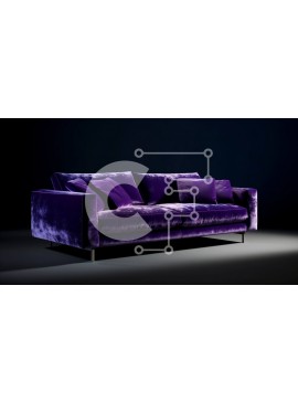 Intra Συλλεκτικό Ξύλινο Παζλ Plywood  4mm - Κομψός μωβ βελούδινος καναπές με μοναδικό ξύλινο σκελετό και μεταλλικά πόδια Σε Ξύλινο Κουτί - Διαστάσεις Puzzle: 10x10 cm – 25 κομμάτια