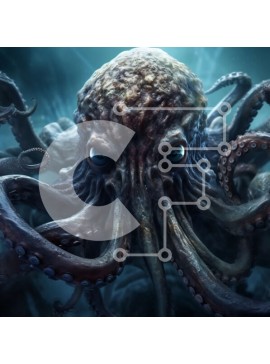 Intra Συλλεκτικό Ξύλινο Παζλ Plywood  4mm - Σαγηνευτική εικόνα του χταποδιού σε βαθιά νερά Σε Ξύλινο Κουτί - Διαστάσεις: 10x10 cm – 25 κομμάτια