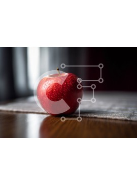 Σετ των 2 Intra Συλλεκτικό Ξύλινο Παζλ Plywood  4mm - Όμορφη εικόνα ενός κόκκινου μήλου σε ένα ξύλινο τραπέζι κοντά σε ένα παράθυρο Σε Ξύλινο Κουτί - Διαστάσεις: 10x10 cm – 25 κομμάτια