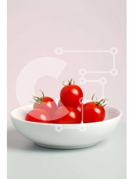 Σετ των 2 Intra Συλλεκτικό Ξύλινο Παζλ Plywood  4mm - Φρέσκες κόκκινες ντομάτες σε ένα άσπρο μπολ Σε Ξύλινο Κουτί - Διαστάσεις: 10x10 cm – 25 κομμάτια