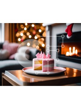 Σετ των 2 Intra Συλλεκτικό Ξύλινο Παζλ Plywood  4mm - Νόστιμο ροζ κέικ σε ένα τραπέζι Σε Ξύλινο Κουτί - Διαστάσεις: 10x10 cm – 25 κομμάτια