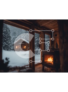 Intra Συλλεκτικό Ξύλινο Παζλ Plywood  4mm - Άνετη καμπίνα στο χιόνι με τζάκι Σε Ξύλινο Κουτί - Διαστάσεις: 10x10 cm – 25 κομμάτια