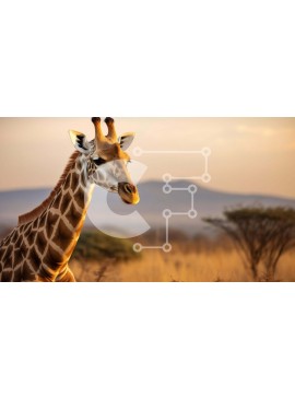 Intra Συλλεκτικό Ξύλινο Παζλ Plywood  4mm - Καμηλοπάρδαλη που στέκεται σε χορταριασμένο χωράφι Σε Ξύλινο Κουτί - Διαστάσεις: 10x10 cm – 25 κομμάτια