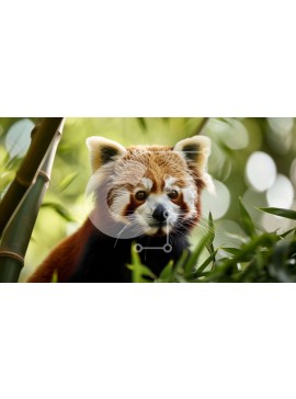 Intra Συλλεκτικό Ξύλινο Παζλ Plywood  4mm - Κόκκινο Panda στο δάσος μπαμπού Σε Ξύλινο Κουτί - Διαστάσεις: 10x10 cm – 25 κομμάτια