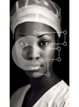 Intra Συλλεκτικό Ξύλινο Παζλ Plywood  4mm - Ασπρόμαυρο πορτρέτο μιας νεαρής αφρικανικής νοσοκόμας Σε Ξύλινο Κουτί - Διαστάσεις Puzzle: 10x10 cm – 25 κομμάτια