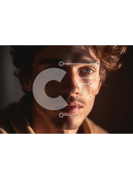 Intra Συλλεκτικό Ξύλινο Παζλ Plywood  4mm - Πορτρέτο ενός όμορφου νεαρού άνδρα με σγουρά μαλλιά και γένια Σε Ξύλινο Κουτί - Διαστάσεις Puzzle: 10x10 cm – 25 κομμάτια