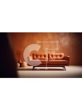 Intra Συλλεκτικό Ξύλινο Παζλ Plywood  4mm - Καφέ δερμάτινος καναπές σε μοντέρνο σαλόνι Σε Ξύλινο Κουτί - Διαστάσεις Puzzle: 10x10 cm – 25 κομμάτια