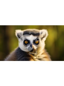 Intra Συλλεκτικό Ξύλινο Παζλ Plywood  4mm - Κοντινό πλάνο του προσώπου ενός λεμούριου με ουρά Σε Ξύλινο Κουτί - Διαστάσεις: 10x10 cm – 25 κομμάτια