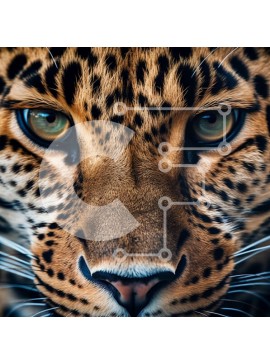 Intra Συλλεκτικό Ξύλινο Παζλ Plywood  4mm - Εκπληκτική κοντινή πλάνο του προσώπου μιας λεοπάρδαλης με καφέ και κίτρινο παλτό Σε Ξύλινο Κουτί - Διαστάσεις: 10x10 cm – 25 κομμάτια
