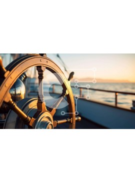 Intra Συλλεκτικό Ξύλινο Παζλ Plywood  4mm - Τιμόνι πλοίου σε βάρκα την ανατολή ή τη δύση του ηλίου Σε Ξύλινο Κουτί - Διαστάσεις Puzzle: 10x10 cm – 25 κομμάτια