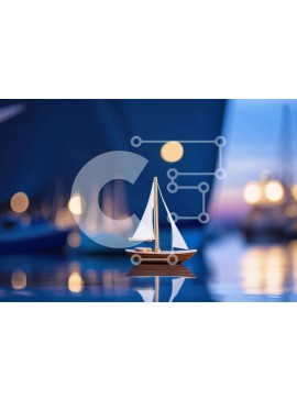 Intra Συλλεκτικό Ξύλινο Παζλ Plywood  4mm - Μικρό ιστιοφόρο που επιπλέει στο νερό με τις γύρω βάρκες Σε Ξύλινο Κουτί - Διαστάσεις Puzzle: 10x10 cm – 25 κομμάτια