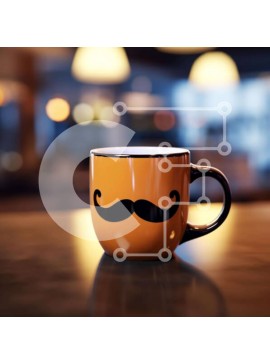 Σετ των 2 Intra Συλλεκτικό Ξύλινο Παζλ Plywood  4mm - Μουστάκι κούπα καφέ στο τραπέζι με φωτάκια Σε Ξύλινο Κουτί - Διαστάσεις: 10x10 cm – 25 κομμάτια