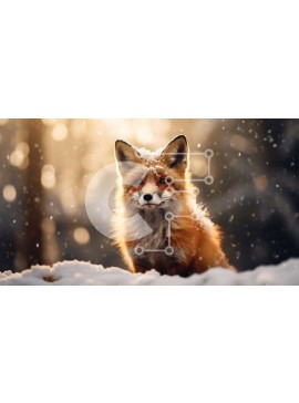 Intra Συλλεκτικό Ξύλινο Παζλ Plywood  4mm - Όμορφη εικόνα μιας κόκκινης αλεπούς στο χιόνι Σε Ξύλινο Κουτί - Διαστάσεις: 10x10 cm – 25 κομμάτια