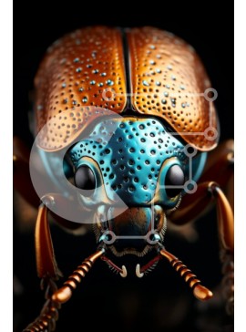 Σετ των 2 Intra Συλλεκτικό Ξύλινο Παζλ Plywood  4mm - Εκπληκτική φωτογραφία από κοντινό πλάνο ενός πολύχρωμου σκαθαριού με μεταλλικές μπλε και πορτοκαλί κηλίδες Σε Ξύλινο Κουτί - Διαστάσεις: 10x10 cm – 25 κομμάτια