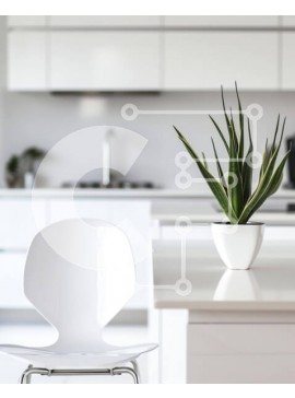 Intra Συλλεκτικό Ξύλινο Παζλ Plywood  4mm - Λευκή καρέκλα και φυτό σε γλάστρα σε κομψή κουζίνα Σε Ξύλινο Κουτί - Διαστάσεις Puzzle: 10x10 cm – 25 κομμάτια