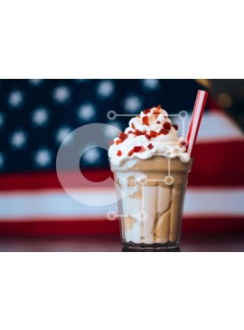 Σετ των 2 Intra Συλλεκτικό Ξύλινο Παζλ Plywood  4mm - Πατριωτικό παγωμένο καφέ με σαντιγί στις 4 Ιουλίου Σε Ξύλινο Κουτί - Διαστάσεις: 10x10 cm – 25 κομμάτια