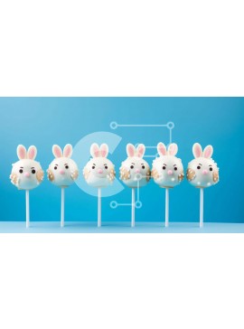 Σετ των 2 Intra Συλλεκτικό Ξύλινο Παζλ Plywood  4mm - Πασχαλινό κέικ λαγουδάκι σκάει σε μπλε φόντο Σε Ξύλινο Κουτί - Διαστάσεις: 10x10 cm – 25 κομμάτια