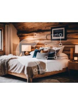 Intra Συλλεκτικό Ξύλινο Παζλ Plywood  4mm - Ρουστίκ υπνοδωμάτιο με ξύλινους τοίχους και έπιπλα Σε Ξύλινο Κουτί - Διαστάσεις Puzzle: 10x10 cm – 25 κομμάτια