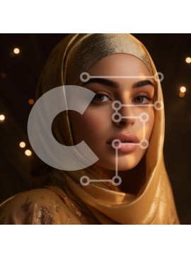 Intra Συλλεκτικό Ξύλινο Παζλ Plywood  4mm - Όμορφο πορτρέτο μιας γυναίκας με χρυσό χιτζάμπ Σε Ξύλινο Κουτί - Διαστάσεις Puzzle: 10x10 cm – 25 κομμάτια