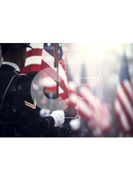 Intra Συλλεκτικό Ξύλινο Παζλ Plywood  4mm - Στρατιώτης με αμερικανική σημαία που βαδίζει με στολή Σε Ξύλινο Κουτί - Διαστάσεις Puzzle: 10x10 cm – 25 κομμάτια