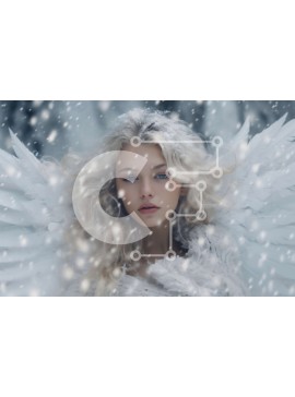 Intra Συλλεκτικό Ξύλινο Παζλ Plywood  4mm - Γαλήνιος άγγελος με λευκή φορεσιά την ημέρα του χιονιού Σε Ξύλινο Κουτί - Διαστάσεις Puzzle: 10x10 cm – 25 κομμάτια