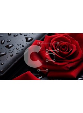 Intra Συλλεκτικό Ξύλινο Παζλ Plywood  4mm - Κόκκινο τριαντάφυλλο με σταγονίδια νερού Σε Ξύλινο Κουτί - Διαστάσεις: 10x10 cm – 25 κομμάτια