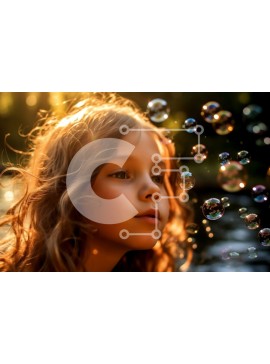 Intra Συλλεκτικό Ξύλινο Παζλ Plywood  4mm - Ειρηνική σκηνή ενός κοριτσιού και φυσαλίδων στο ηλιοβασίλεμα Σε Ξύλινο Κουτί - Διαστάσεις Puzzle: 10x10 cm – 25 κομμάτια