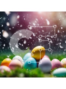 Intra Συλλεκτικό Ξύλινο Παζλ Plywood  4mm - Πολύχρωμα Πασχαλινά αυγά στο χιόνι Σε Ξύλινο Κουτί - Διαστάσεις Puzzle: 10x10 cm – 25 κομμάτια