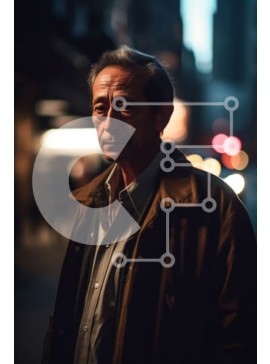 Intra Συλλεκτικό Ξύλινο Παζλ Plywood  4mm - Σοβαρός ηλικιωμένος με καφέ σακάκι στο City Street τη νύχτα Σε Ξύλινο Κουτί - Διαστάσεις Puzzle: 10x10 cm – 25 κομμάτια